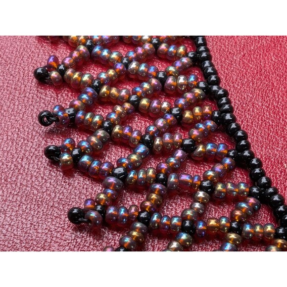 Vintage Iridescent Beaded Collar Necklace - Picture 2 of 8